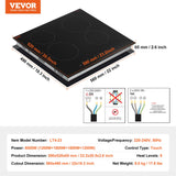 Cooktops & Stoves: VEVOR Built-in Electric Cooktop Radiant Ceramic Cooktop 4 Burners 23.2x20.5 inch