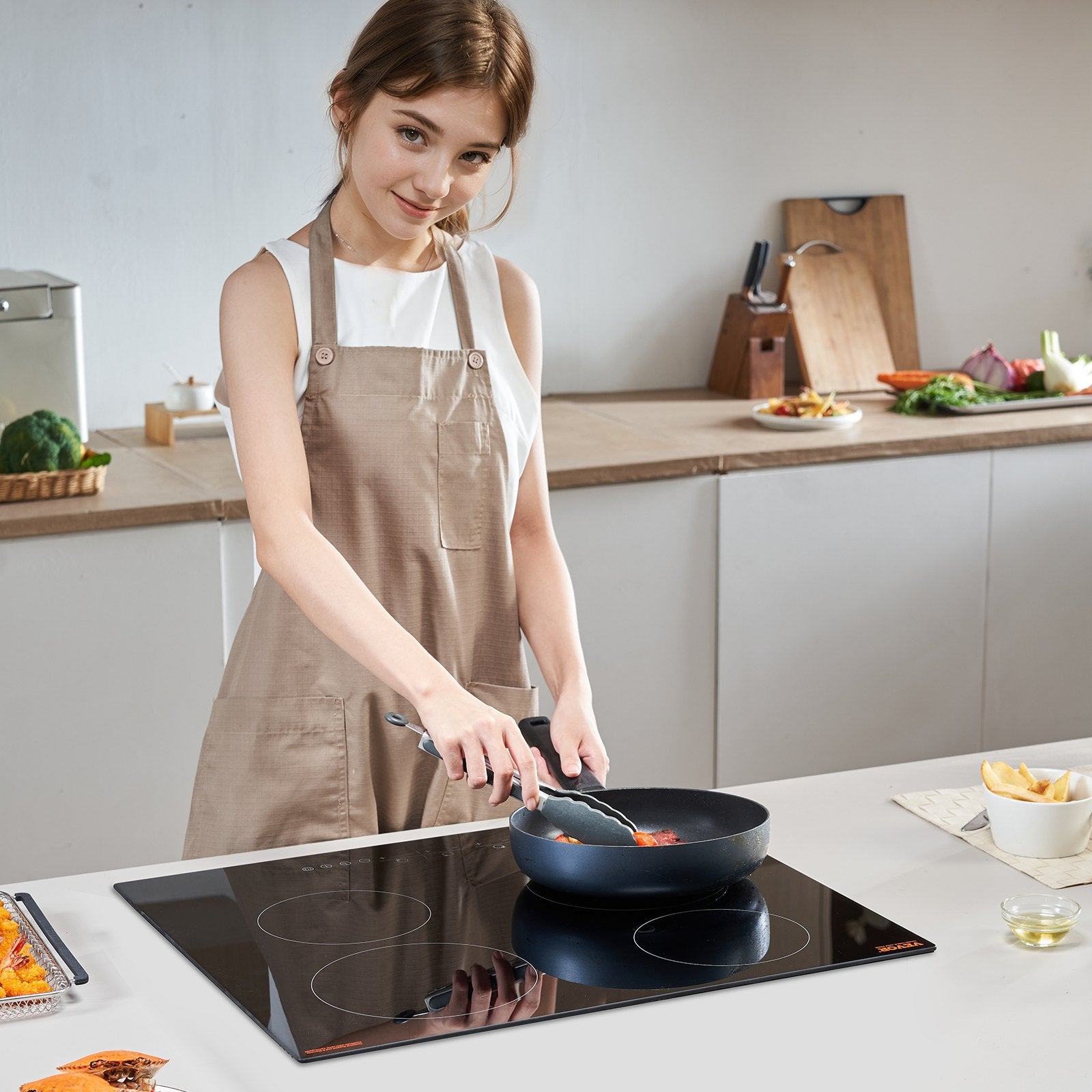 Built-in Electric Cooktop Radiant Ceramic Cooktop 4 Burners 23.2x20.5 inch