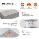 Kitchen & Bathroom DIY: VEVOR Kitchen Sink, 304 Stainless Steel Drop-In Sinks, Top Mount Single Bowl Basin with Accessories(Pack of 3), Household Dishwasher Sinks for Workstation, RV, Prep Kitchen, and Bar Sink, 33 inch