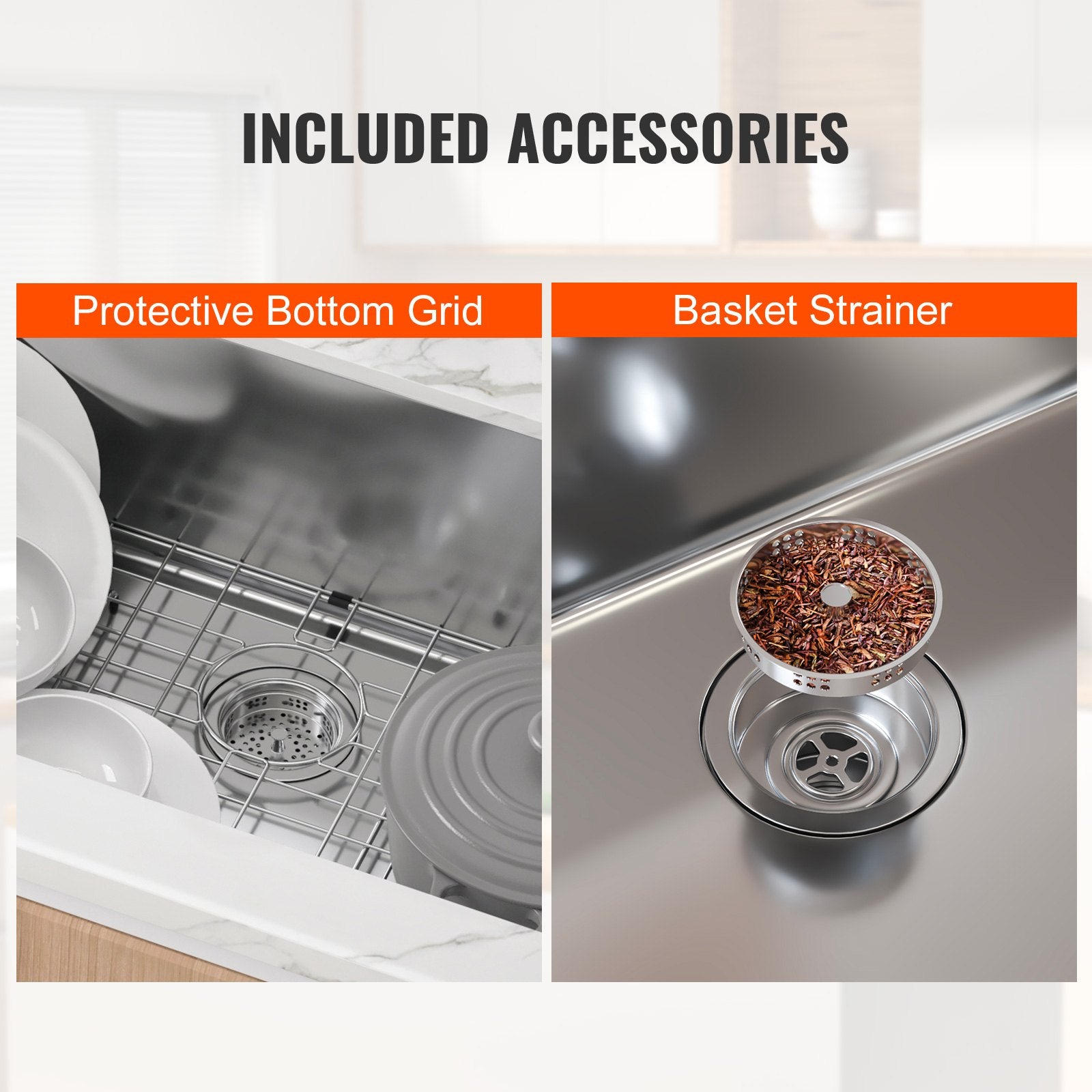 Kitchen Sink, 304 Stainless Steel Drop-In Sinks, Top Mount Single Bowl Basin with Accessories(Pack of 3), Household Dishwasher Sinks for Workstation, RV, Prep Kitchen, and Bar Sink, 33 inch