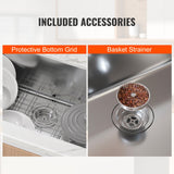 Kitchen & Bathroom DIY: VEVOR Kitchen Sink, 304 Stainless Steel Drop-In Sinks, Top Mount Single Bowl Basin with Accessories(Pack of 3), Household Dishwasher Sinks for Workstation, RV, Prep Kitchen, and Bar Sink, 33 inch