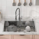 Kitchen & Bathroom DIY: VEVOR Kitchen Sink, 304 Stainless Steel Drop-In Sinks, Top Mount Single Bowl Basin with Accessories(Pack of 3), Household Dishwasher Sinks for Workstation, RV, Prep Kitchen, and Bar Sink, 33 inch