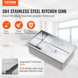 Kitchen & Bathroom DIY: VEVOR Kitchen Sink, 304 Stainless Steel Drop-In Sinks, Undermount Single Bowl Basin with Accessories(Pack of 3), Household Dishwasher Sinks for Workstation, RV, Prep Kitchen, and Bar Sink, 30 inch