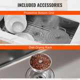 Kitchen & Bathroom DIY: VEVOR Kitchen Sink, 304 Stainless Steel Drop-In Sinks, Undermount Single Bowl Basin with Accessories(Pack of 3), Household Dishwasher Sinks for Workstation, RV, Prep Kitchen, and Bar Sink, 30 inch