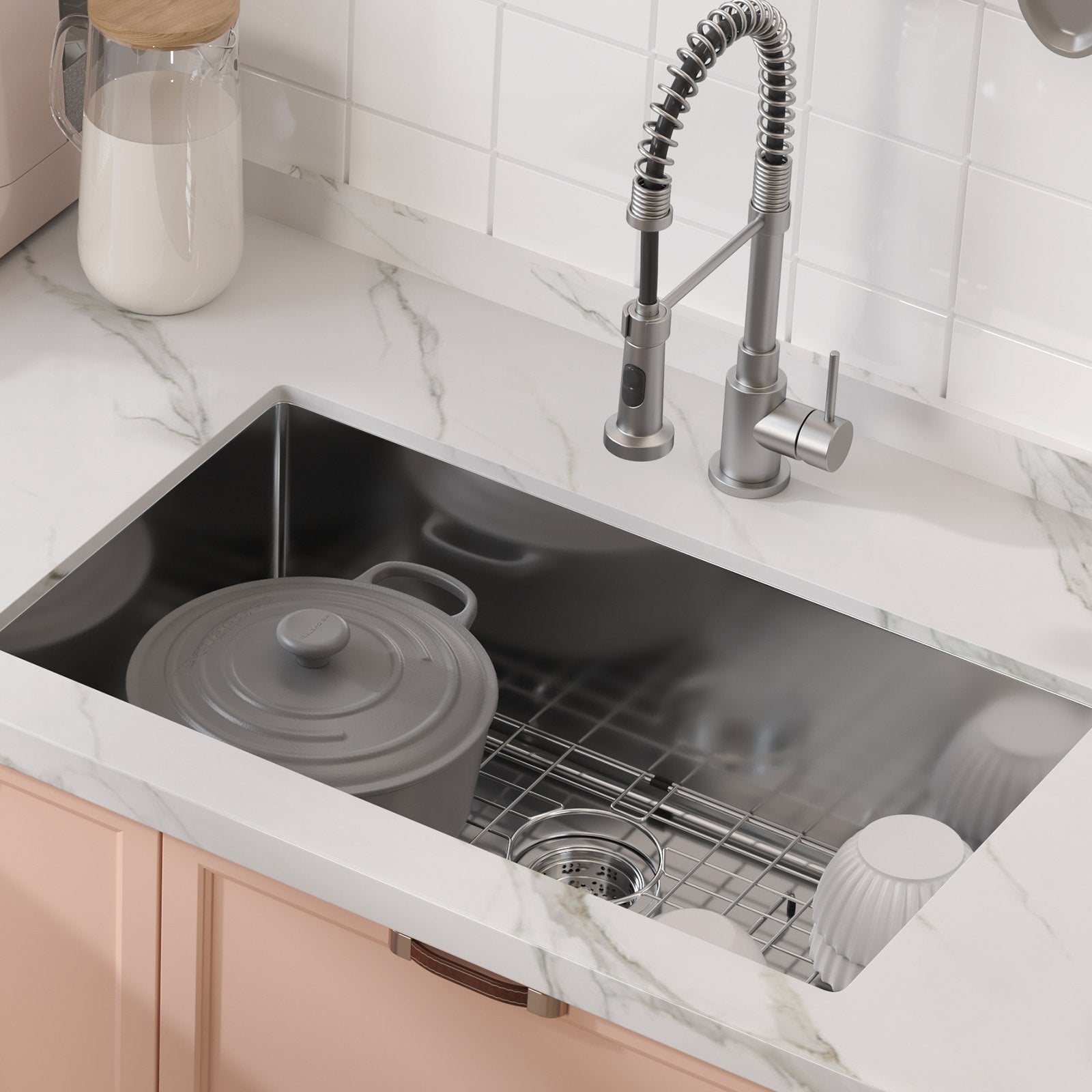 Kitchen & Bathroom DIY: VEVOR Kitchen Sink, 304 Stainless Steel Drop-In Sinks, Undermount Single Bowl Basin with Accessories(Pack of 3), Household Dishwasher Sinks for Workstation, RV, Prep Kitchen, and Bar Sink, 30 inch