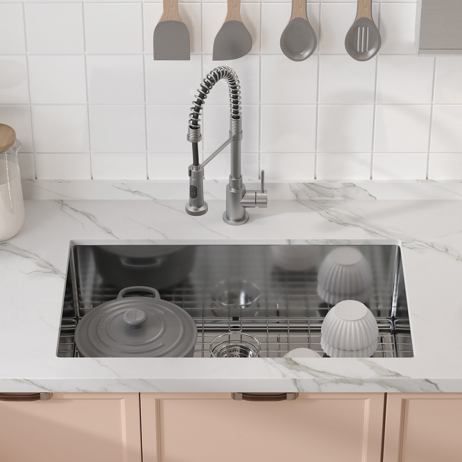 Kitchen & Bathroom DIY: VEVOR Kitchen Sink, 304 Stainless Steel Drop-In Sinks, Undermount Single Bowl Basin with Accessories(Pack of 3), Household Dishwasher Sinks for Workstation, RV, Prep Kitchen, and Bar Sink, 32 inch