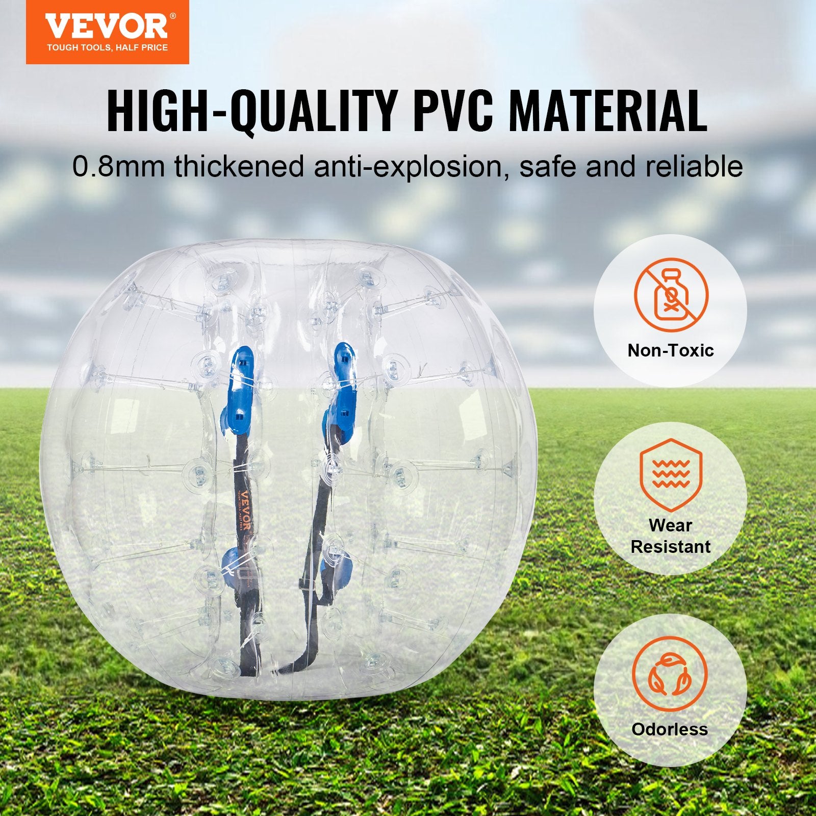 Dog Toys: VEVOR Inflatable Bumper Ball 1-Pack, 4FT/1.2M Body Sumo Zorb Balls for Teen & Adult, 0.8mm Thick PVC Human Hamster Bubble Balls for Outdoor Team Gaming Play, Bumper Bopper Toys for Garden, Yard, Park