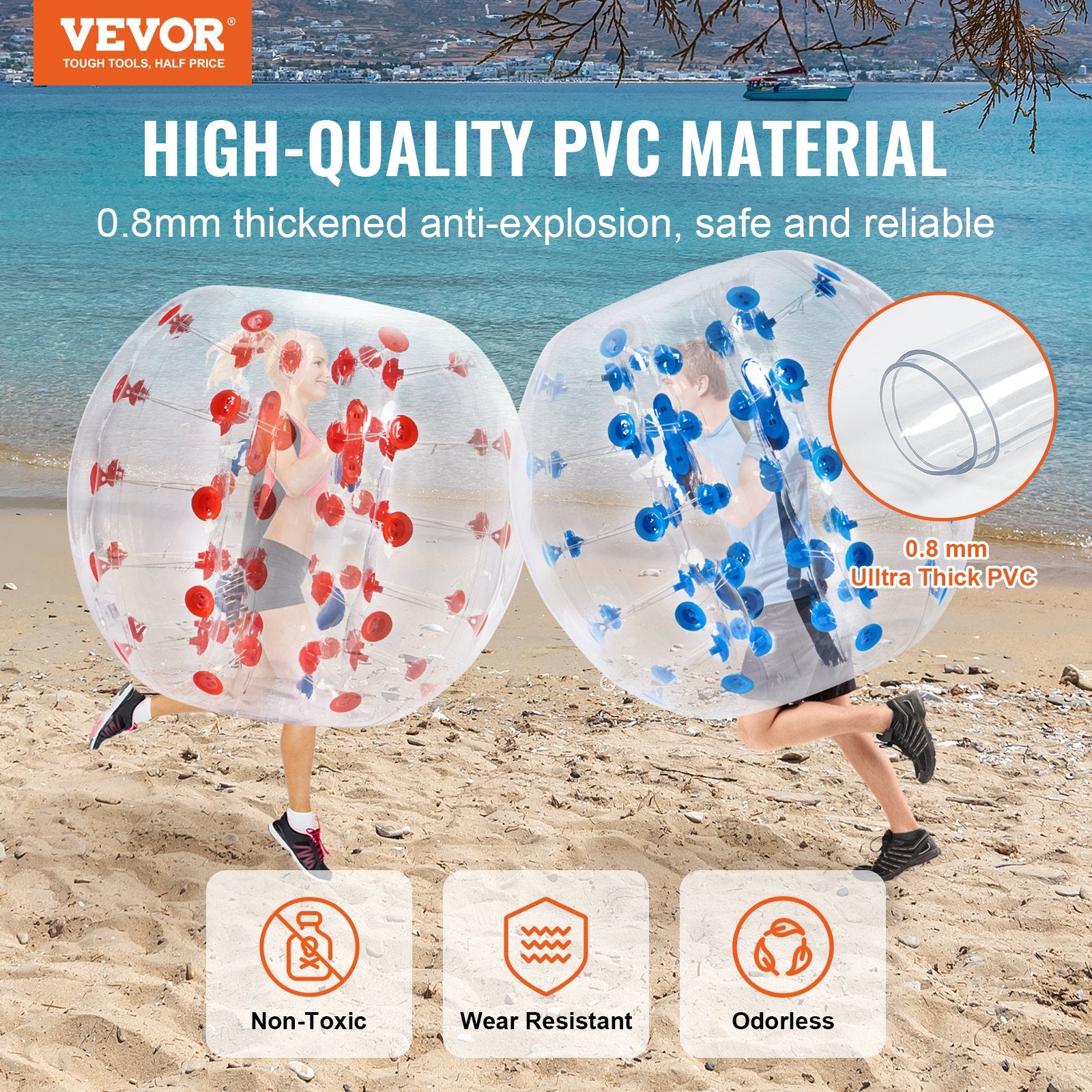 Ball Pits & Play Pens: VEVOR Inflatable Bumper Balls 2-Pack, 4FT/1.2M Body Sumo Zorb Balls for Teen & Adult, 0.8mm Thick PVC Human Hamster Bubble Balls for Outdoor Team Gaming Play, Bumper Bopper Toys for Garden, Yard, Park
