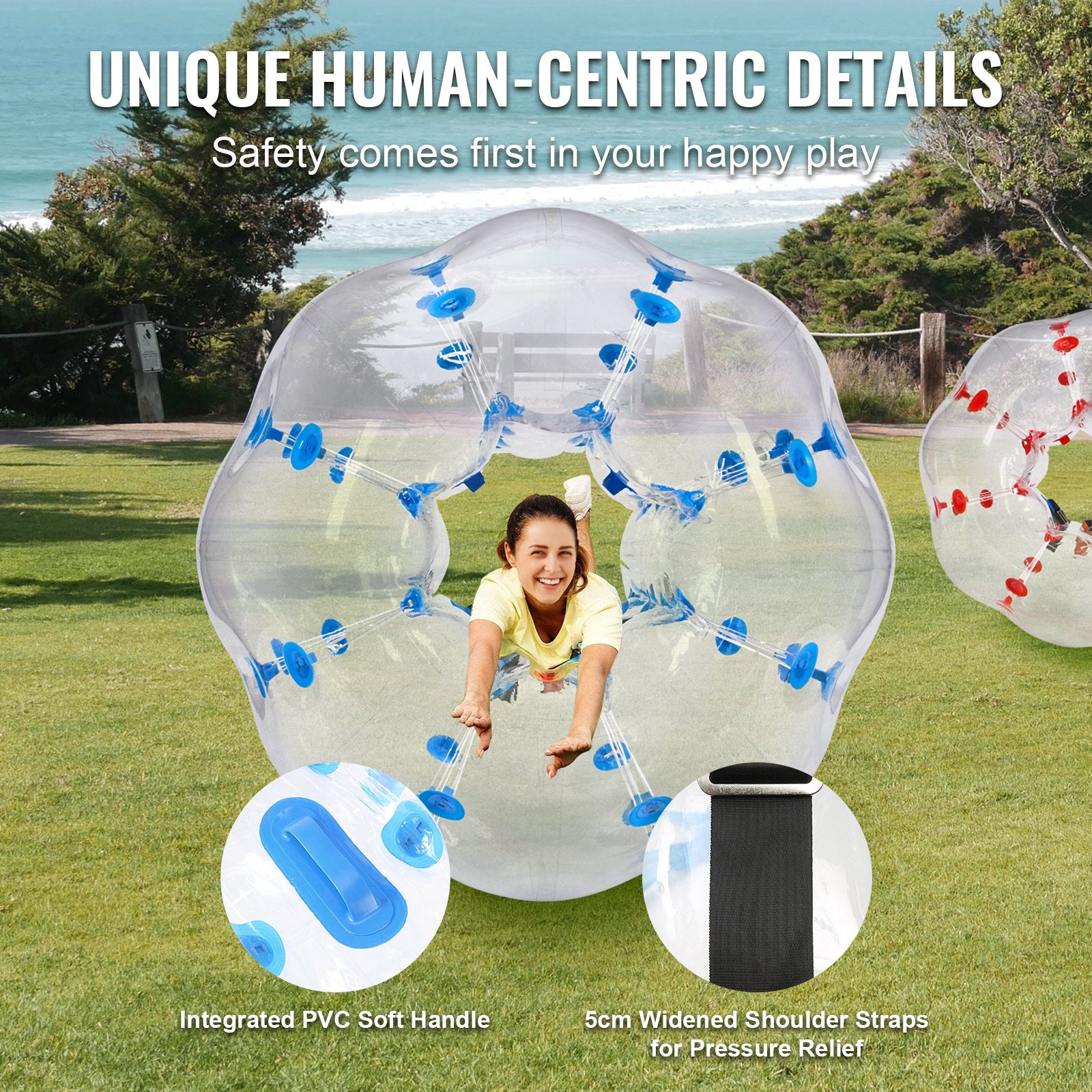 Ball Pits & Play Pens: VEVOR Inflatable Bumper Balls 2-Pack, 4FT/1.2M Body Sumo Zorb Balls for Teen & Adult, 0.8mm Thick PVC Human Hamster Bubble Balls for Outdoor Team Gaming Play, Bumper Bopper Toys for Garden, Yard, Park