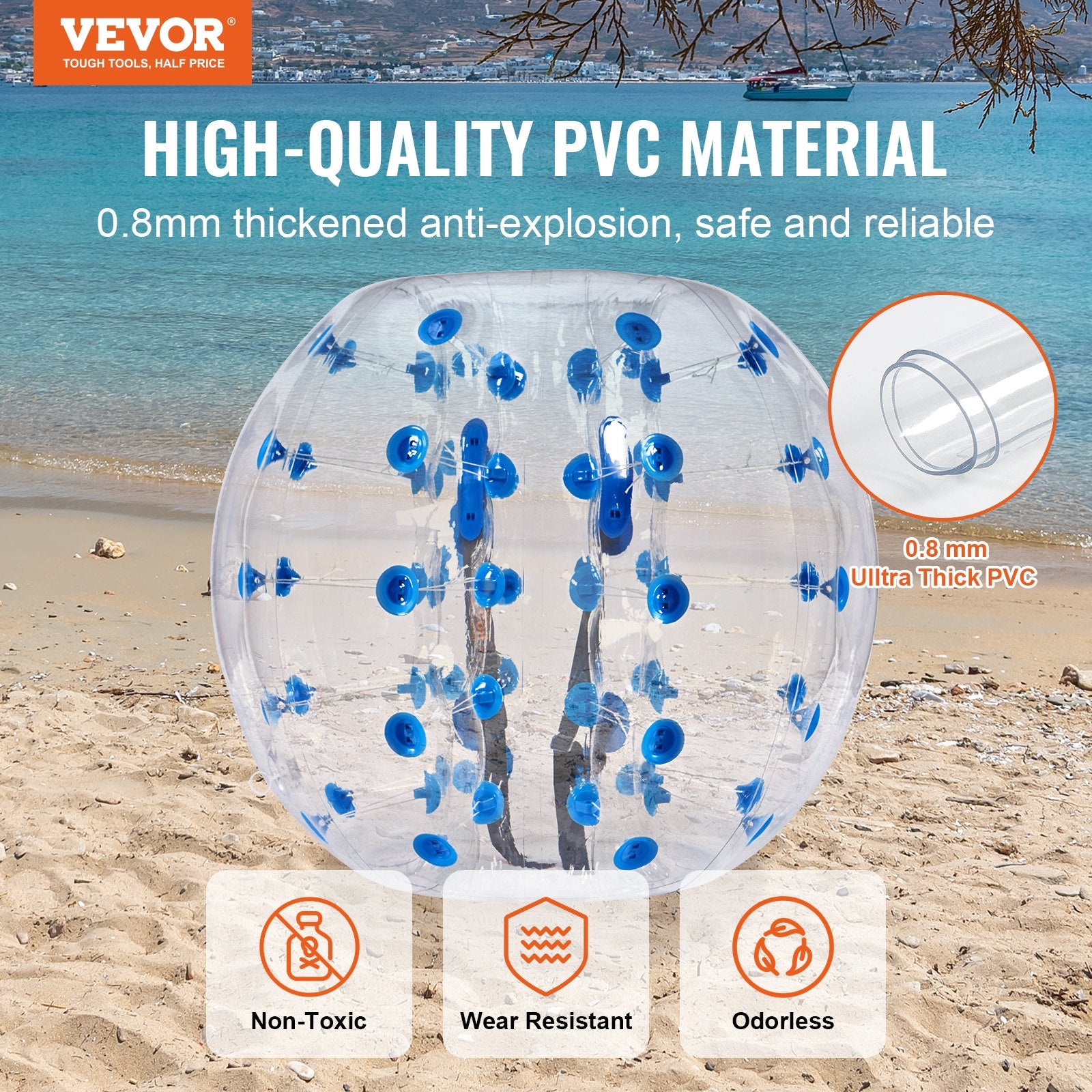 Dog Toys: VEVOR Inflatable Bumper Ball 1-Pack, 4FT/1.2M Body Sumo Zorb Balls for Teen & Adult, 0.8mm Thick PVC Human Hamster Bubble Balls for Outdoor Team Gaming Play, Bumper Bopper Toys for Garden, Yard, Park