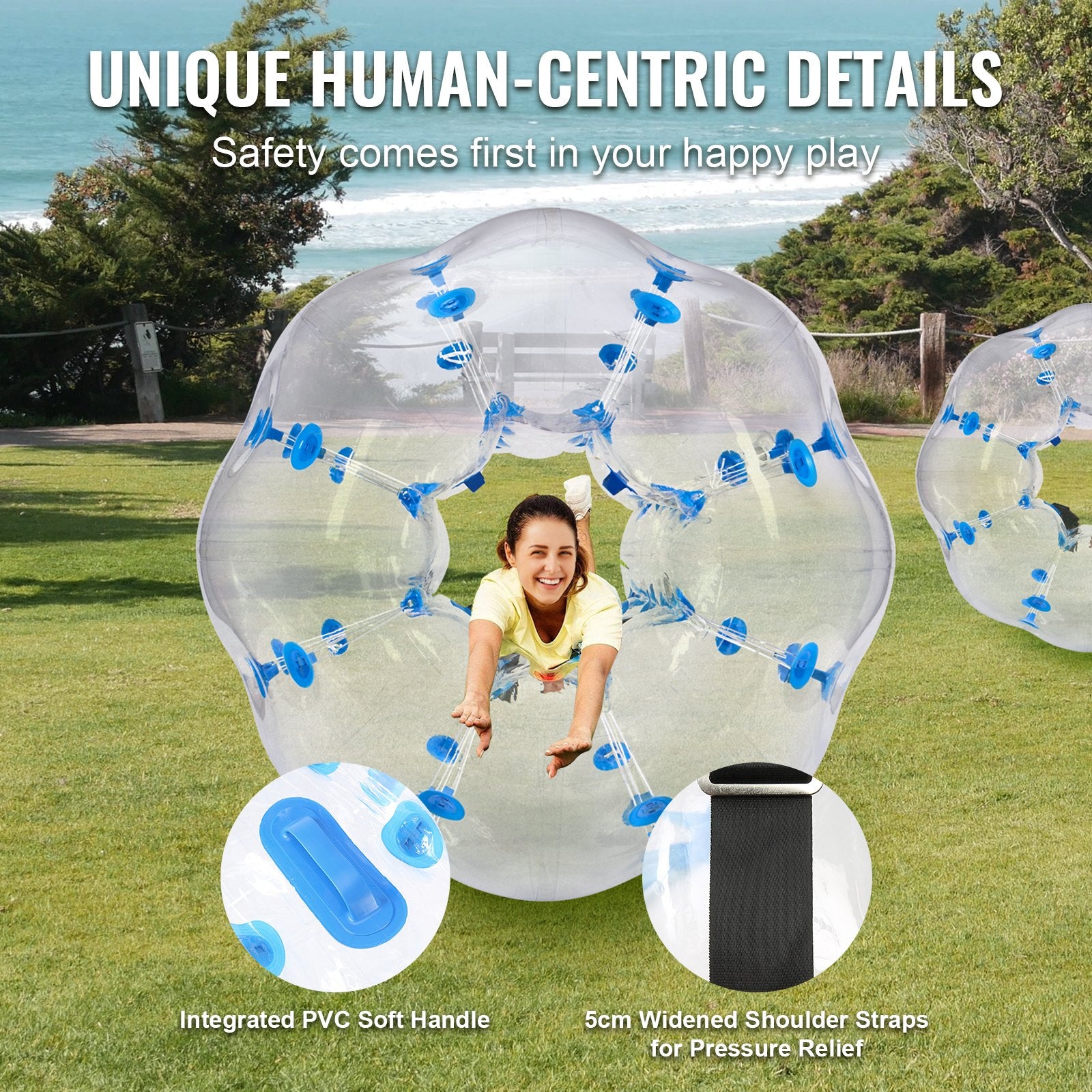 Dog Toys: VEVOR Inflatable Bumper Ball 1-Pack, 4FT/1.2M Body Sumo Zorb Balls for Teen & Adult, 0.8mm Thick PVC Human Hamster Bubble Balls for Outdoor Team Gaming Play, Bumper Bopper Toys for Garden, Yard, Park