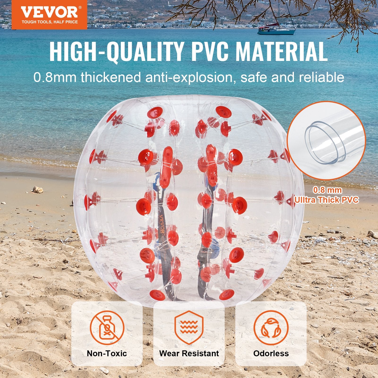 Dog Toys: VEVOR Inflatable Bumper Ball 1-Pack, 4FT/1.2M Body Sumo Zorb Balls for Teen & Adult, 0.8mm Thick PVC Human Hamster Bubble Balls for Outdoor Team Gaming Play, Bumper Bopper Toys for Garden, Yard, Park
