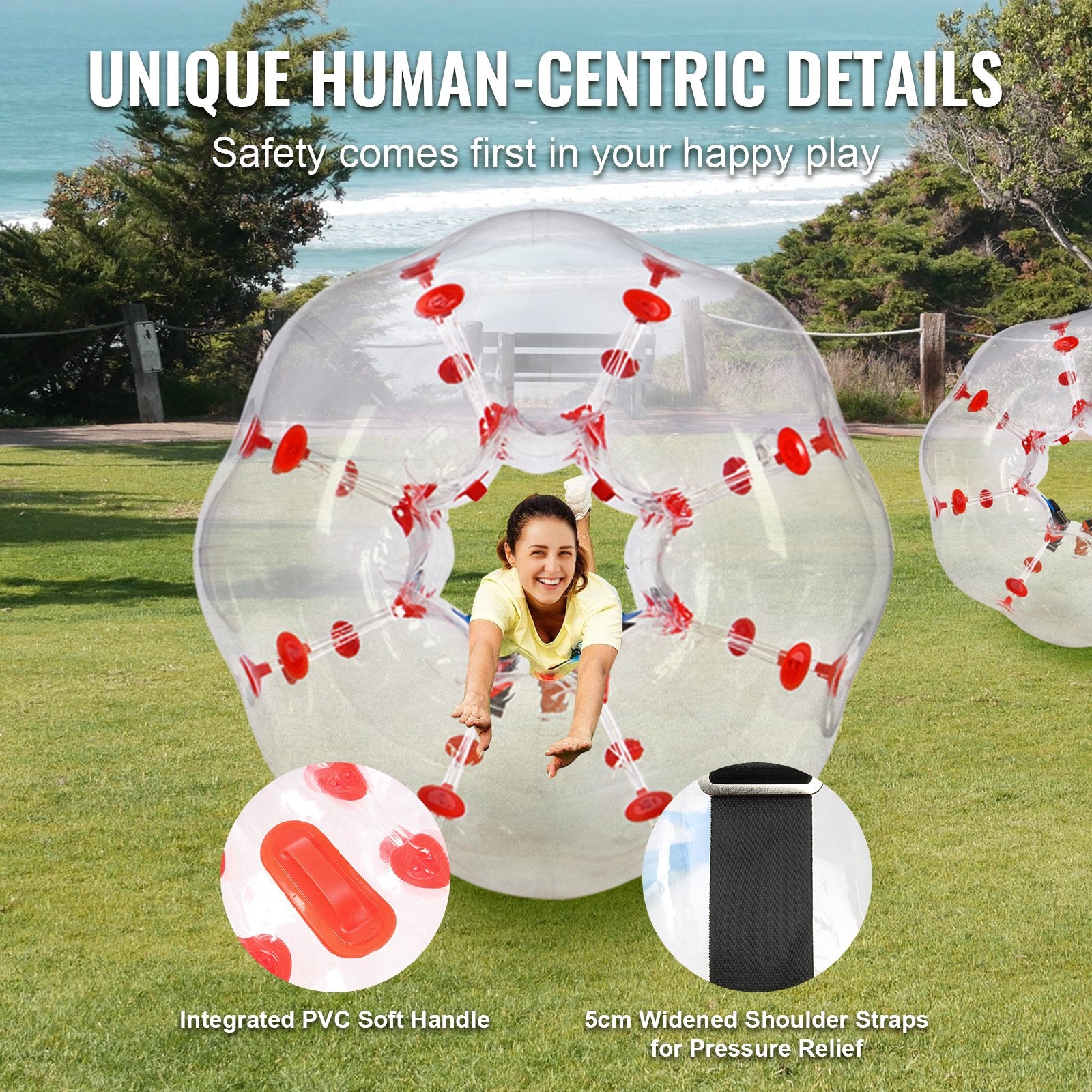 Dog Toys: VEVOR Inflatable Bumper Ball 1-Pack, 4FT/1.2M Body Sumo Zorb Balls for Teen & Adult, 0.8mm Thick PVC Human Hamster Bubble Balls for Outdoor Team Gaming Play, Bumper Bopper Toys for Garden, Yard, Park