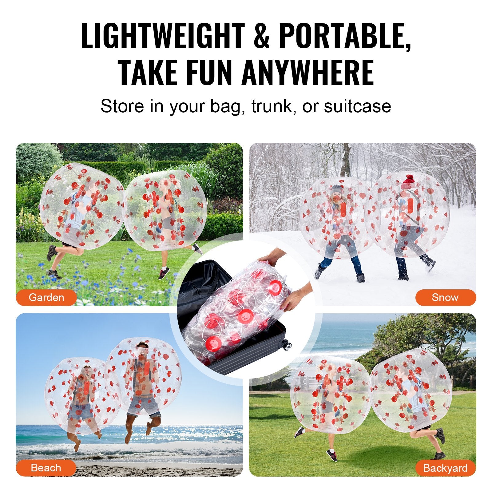 Dog Toys: VEVOR Inflatable Bumper Ball 1-Pack, 4FT/1.2M Body Sumo Zorb Balls for Teen & Adult, 0.8mm Thick PVC Human Hamster Bubble Balls for Outdoor Team Gaming Play, Bumper Bopper Toys for Garden, Yard, Park