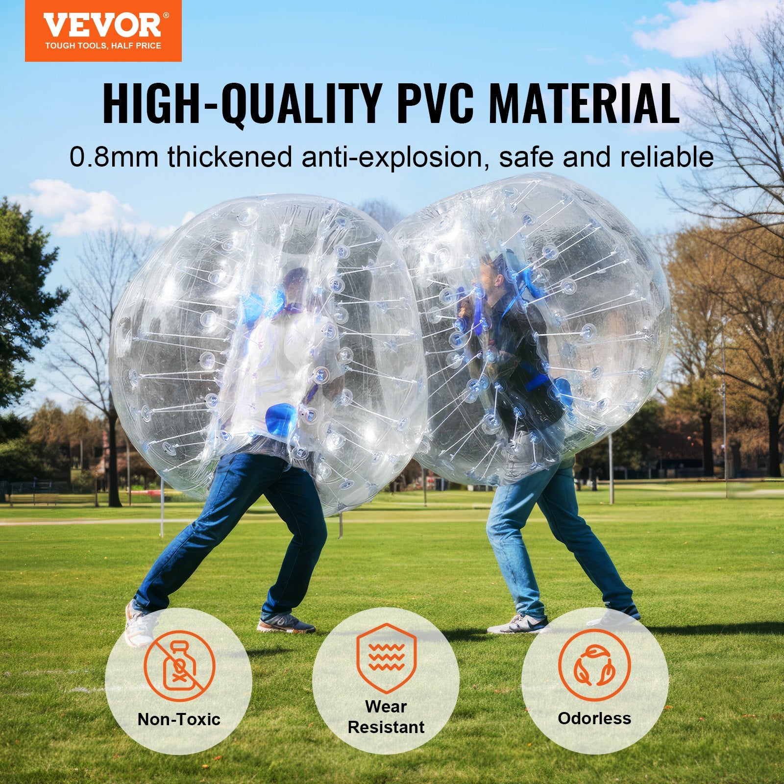 Ball Pits & Play Pens: VEVOR Inflatable Bumper Balls 2-Pack, 4FT/1.2M Body Sumo Zorb Balls for Teen & Adult, 0.8mm Thick PVC Human Hamster Bubble Balls for Outdoor Team Gaming Play, Bumper Bopper Toys for Garden, Yard, Park