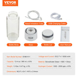 Gardening Tools: VEVOR Hydrogen Water Bottle Generator, 380 ml / 13.4 oz Capacity Portable Hydrogen Water Maker, SPE Technology Hydrogen Rich Water Ionizer Machine with Nasal Inhalation Tube and Self-Cleaning