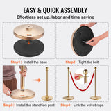 Building Toys: VEVOR Stanchion Post with Velvet Rope, 4-Pack Crowd Control Stanchion with 3PCS 5FT Red Velvet Ropes, Stainless Steel Queue Barrier Line Divider with Fillable Base & Ball Top for Wedding Museum Party