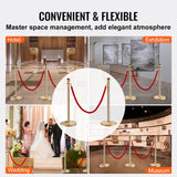 Building Toys: VEVOR Stanchion Post with Velvet Rope, 6-Pack Crowd Control Stanchion with 4PCS 5FT Red Velvet Ropes, Stainless Steel Queue Barrier Line Divider with Fillable Base & Ball Top for Wedding Museum Party