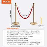 Building Toys: VEVOR Stanchion Post with Velvet Rope, 6-Pack Crowd Control Stanchion with 4PCS 5FT Red Velvet Ropes, Stainless Steel Queue Barrier Line Divider with Fillable Base & Ball Top for Wedding Museum Party