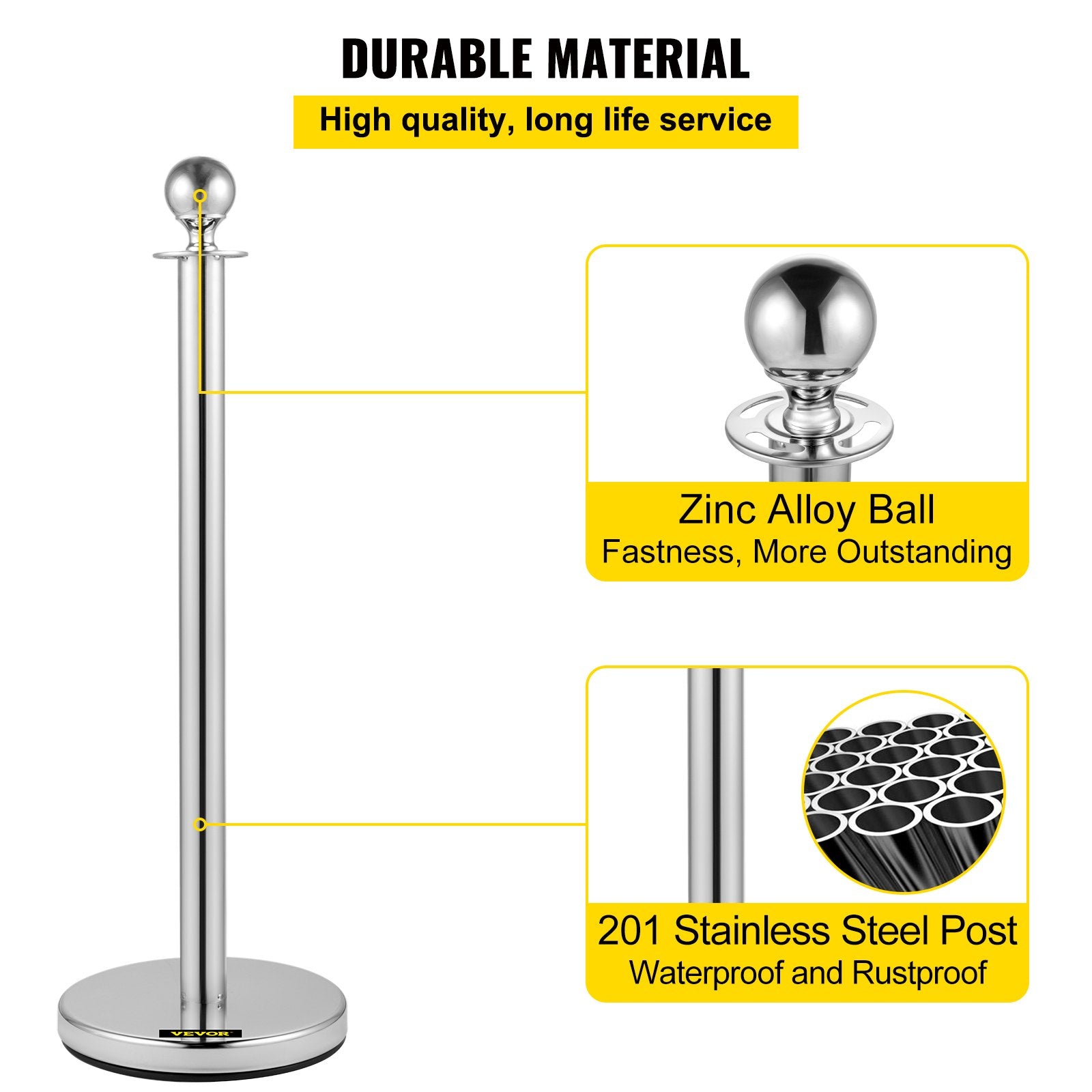 Fencing & Barriers: VEVOR 6PCS Red Rope Stanchion Silver Post Crowd Control Queue Line Barrier
