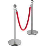 Fencing & Barriers: VEVOR 6PCS Red Rope Stanchion Silver Post Crowd Control Queue Line Barrier