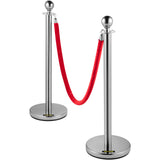 Fencing & Barriers: VEVOR 6PCS Red Rope Stanchion Silver Post Crowd Control Queue Line Barrier