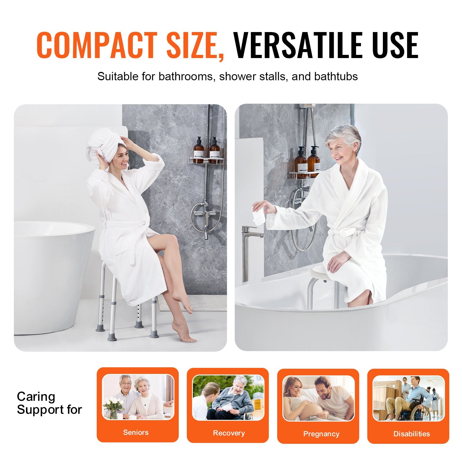 Cat Scratchers: VEVOR Shower Chair for Inside Shower, Adjustable Height Shower Stool, Non-Slip Bench Bathtub Seat Stool for Elderly Disabled Adults Handicap, 300 lbs Capacity