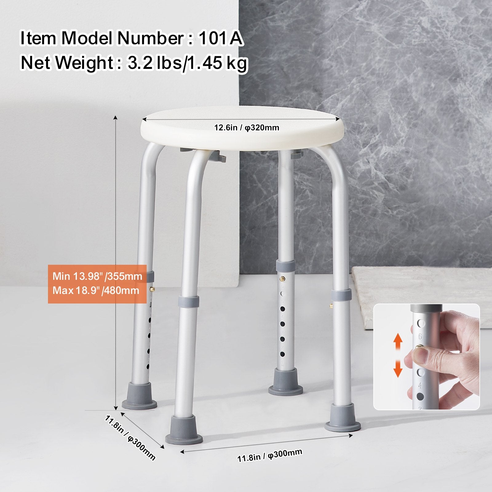 Cat Scratchers: VEVOR Shower Chair for Inside Shower, Adjustable Height Shower Stool, Non-Slip Bench Bathtub Seat Stool for Elderly Disabled Adults Handicap, 300 lbs Capacity
