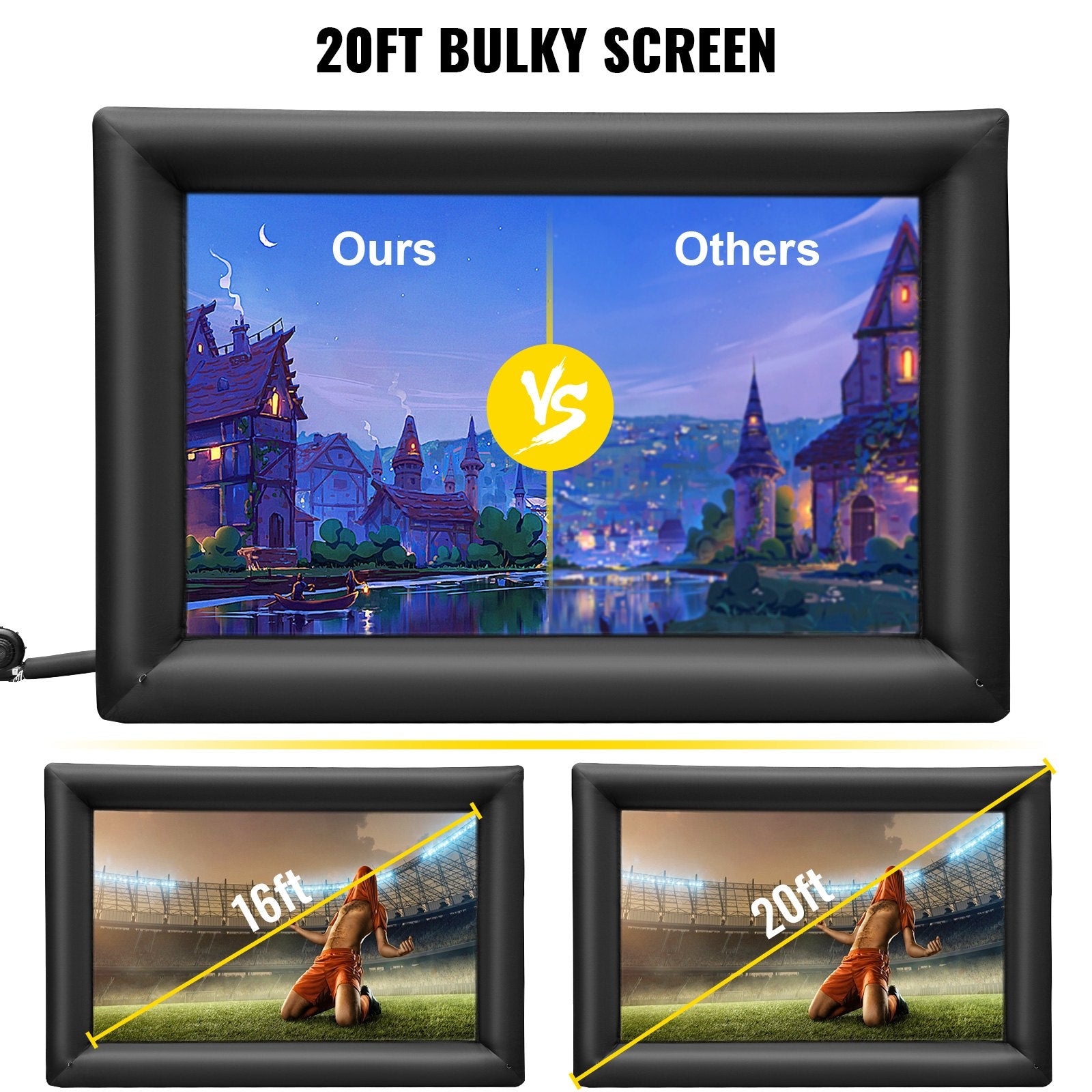 Screens & Stands: VEVOR 6x4m Inflatable Projector Screen Movie Screen Outdoor Theater w/Blower