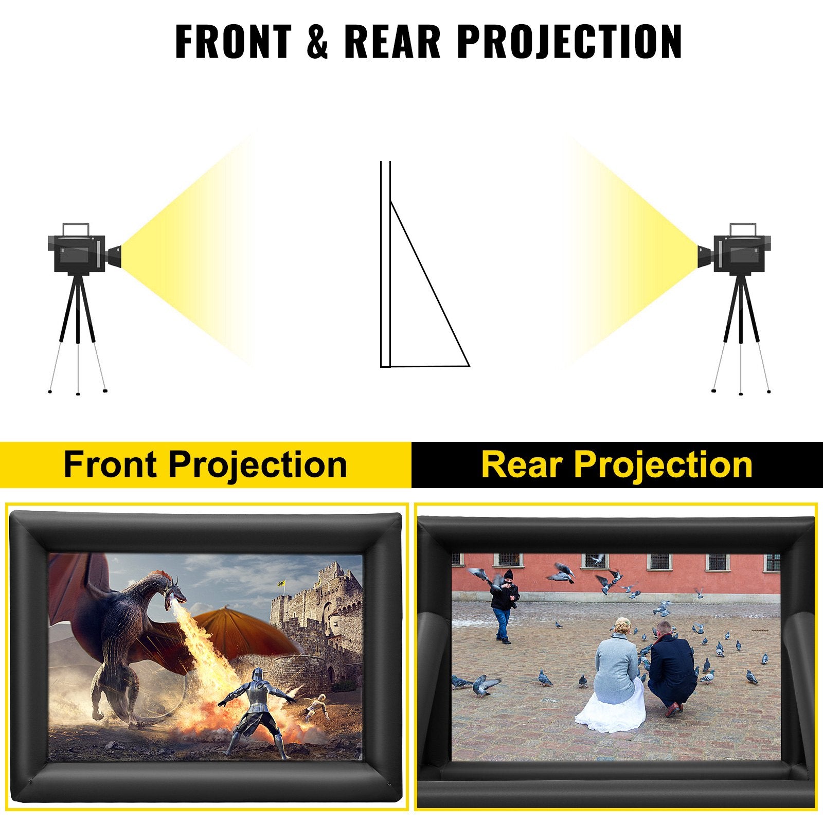 Screens & Stands: VEVOR 6x4m Inflatable Projector Screen Movie Screen Outdoor Theater w/Blower