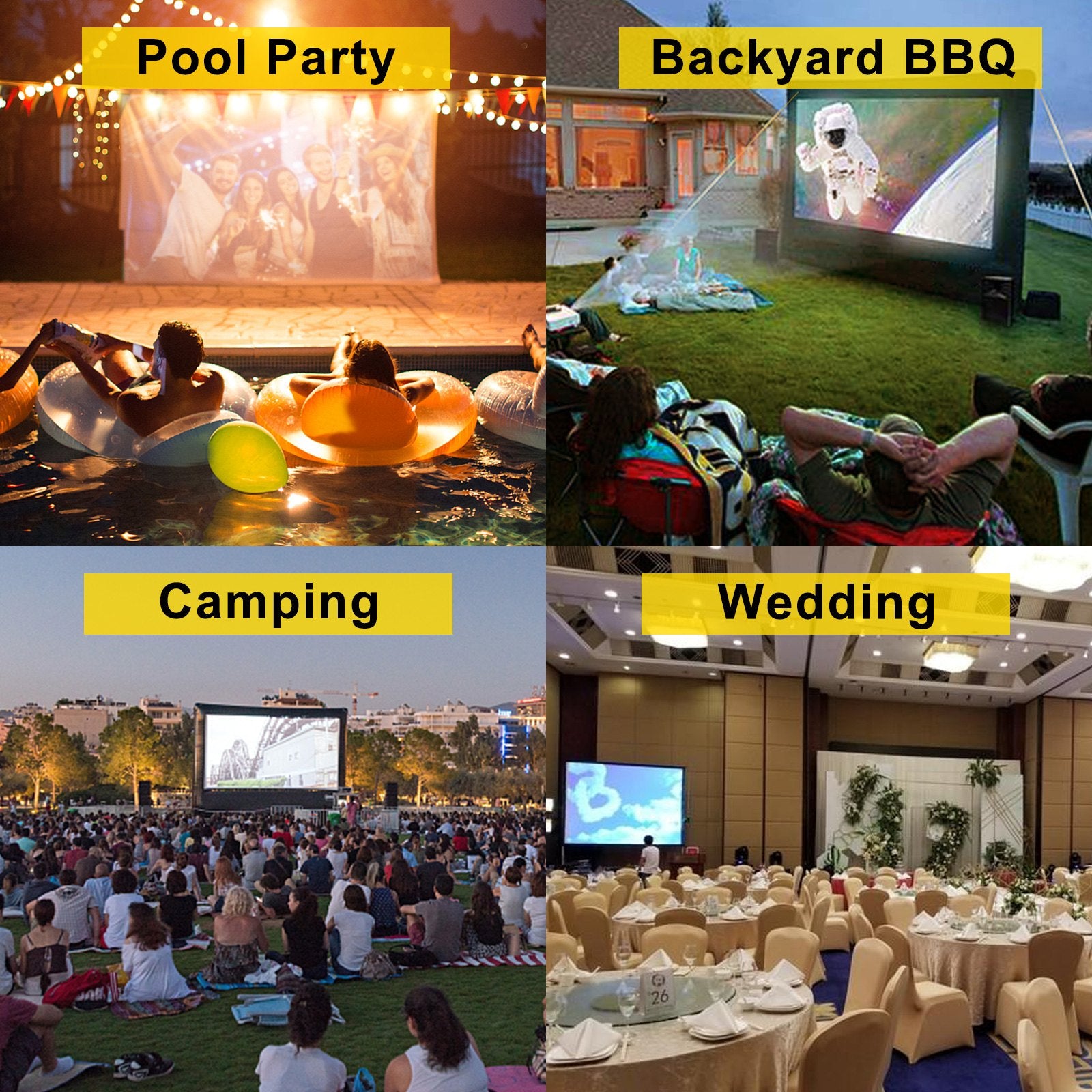 Screens & Stands: VEVOR 6x4m Inflatable Projector Screen Movie Screen Outdoor Theater w/Blower