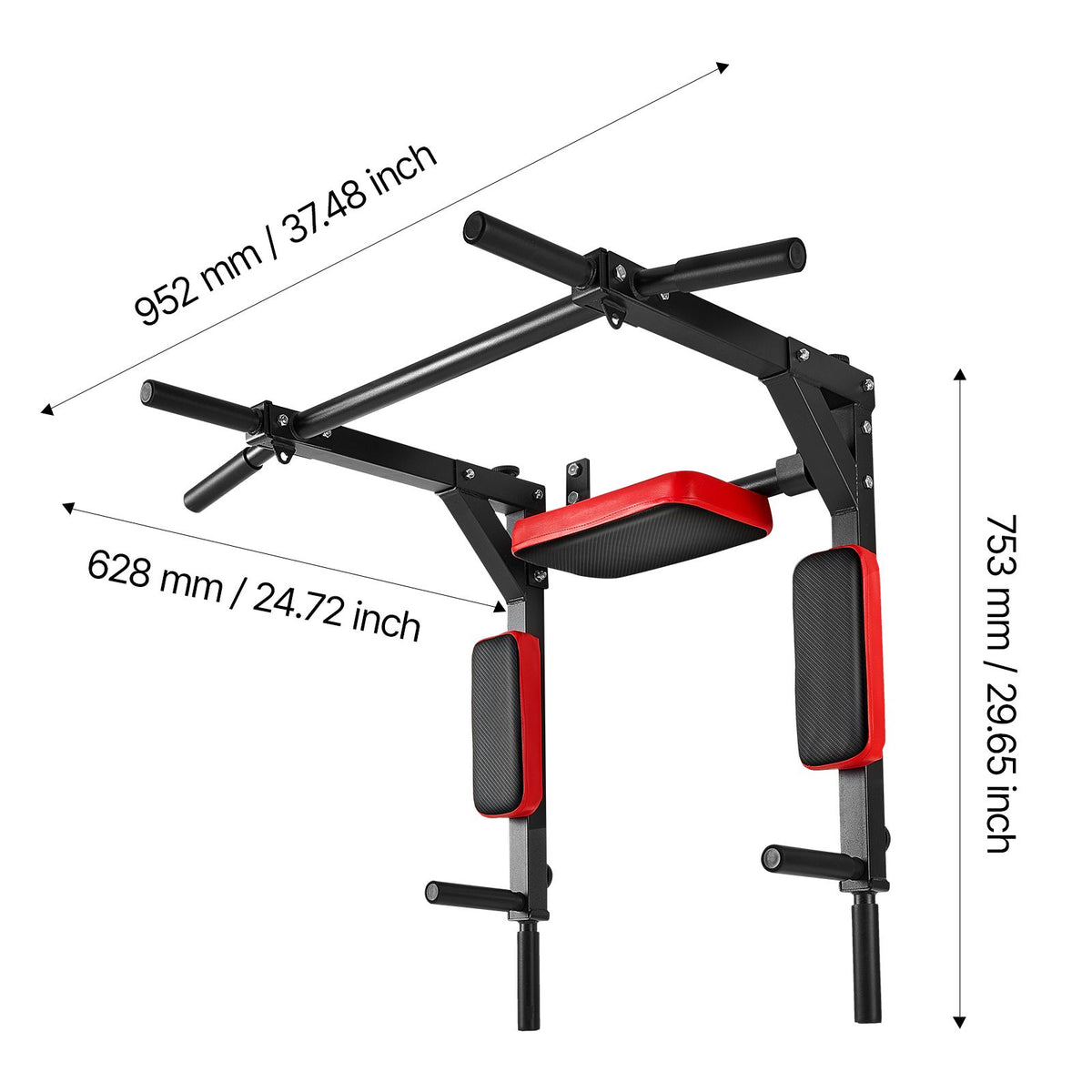 Multifunctional Pull Up Bar, Wall Mounted Chin Up Bar Dip Station for Home Gym, Heavy Duty Steel Upper Body Workout Pull Ups, Power Tower Set Training Equipment Fitness, 440 lbs Weight Capacity