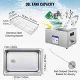 Jewellery Cleaners: VEVOR Digital Ultrasonic Cleaner 30L Ultrasonic Cleaning Machine 40kHz Sonic Cleaner Machine 316 & 304 Stainless Steel Ultrasonic Cleaner Machine with Heater & Timer for Cleaning Jewelry Glasses Watch