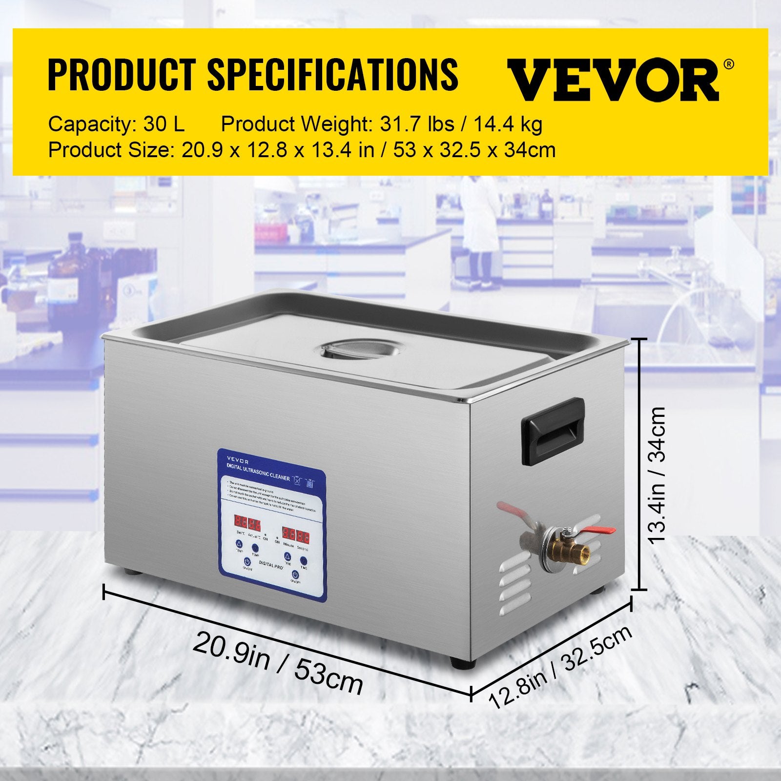 Digital Ultrasonic Cleaner 30L Ultrasonic Cleaning Machine 40kHz Sonic Cleaner Machine 316 & 304 Stainless Steel Ultrasonic Cleaner Machine with Heater & Timer for Cleaning Jewelry Glasses Watch