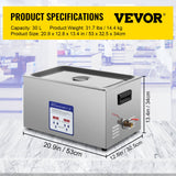 Jewellery Cleaners: VEVOR Digital Ultrasonic Cleaner 30L Ultrasonic Cleaning Machine 40kHz Sonic Cleaner Machine 316 & 304 Stainless Steel Ultrasonic Cleaner Machine with Heater & Timer for Cleaning Jewelry Glasses Watch