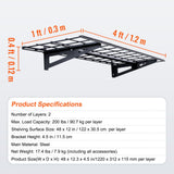 Wall Storage Racks: VEVOR Garage Storage Shelving, 2 Pack, 48 x 12 in Heavy Duty Garage Shelves Wall Mounted, 400 lbs Load Capacity(Total) Garage Storage Rack Floating Shelves, Suitable for Shop, Shed, Garage Storage