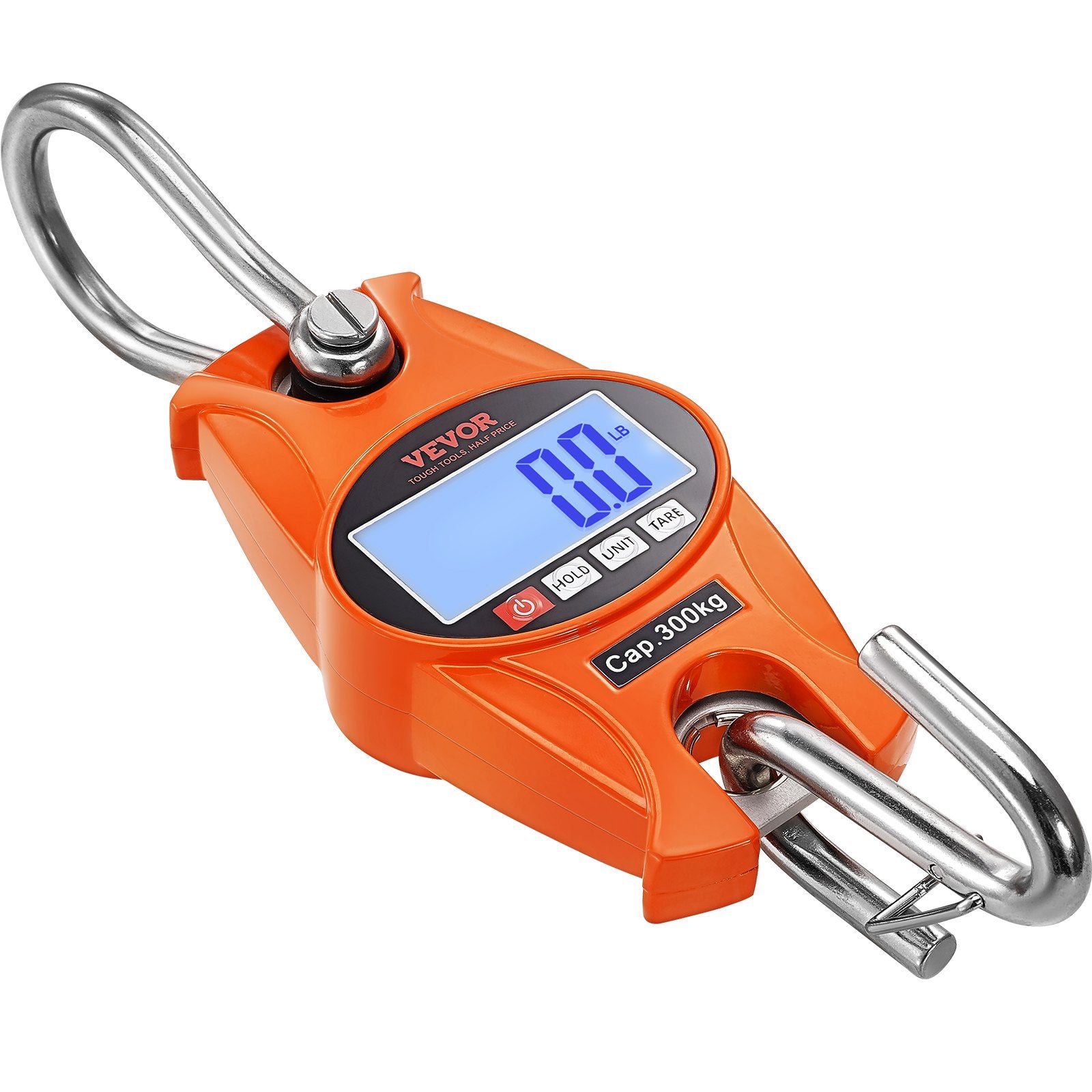 Musical Keyboards: VEVOR Digital Crane Scale, 660 lbs/300 kg, Industrial Heavy Duty Hanging Scale with Cast Aluminum Case & LCD Screen, Handheld Mini Crane with Hooks for Farm, Hunting, Fishing, Outdoor, Garage (Orange)