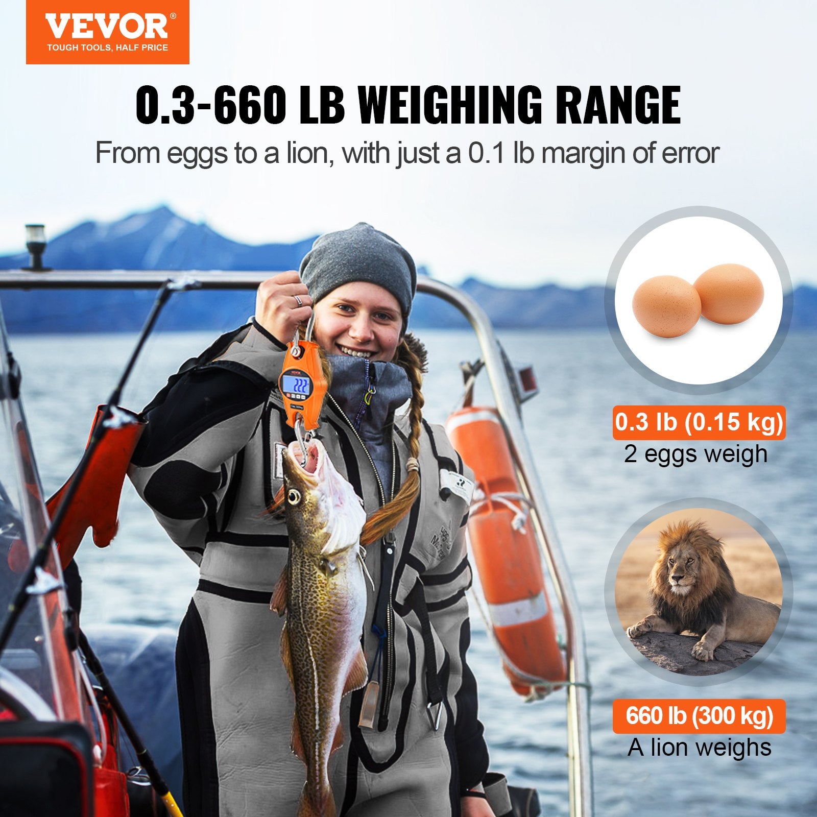 Musical Keyboards: VEVOR Digital Crane Scale, 660 lbs/300 kg, Industrial Heavy Duty Hanging Scale with Cast Aluminum Case & LCD Screen, Handheld Mini Crane with Hooks for Farm, Hunting, Fishing, Outdoor, Garage (Orange)
