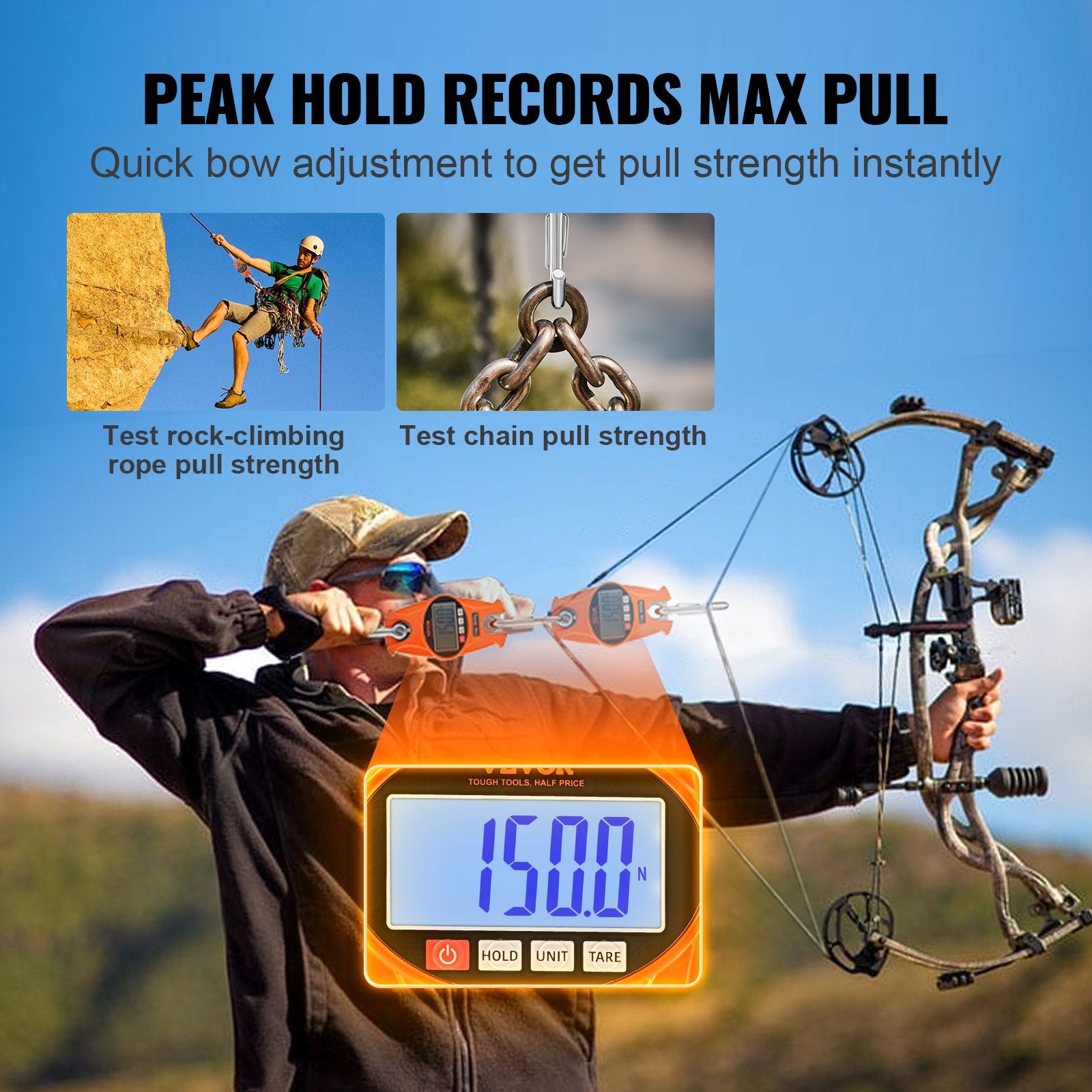 Musical Keyboards: VEVOR Digital Crane Scale, 660 lbs/300 kg, Industrial Heavy Duty Hanging Scale with Cast Aluminum Case & LCD Screen, Handheld Mini Crane with Hooks for Farm, Hunting, Fishing, Outdoor, Garage (Orange)