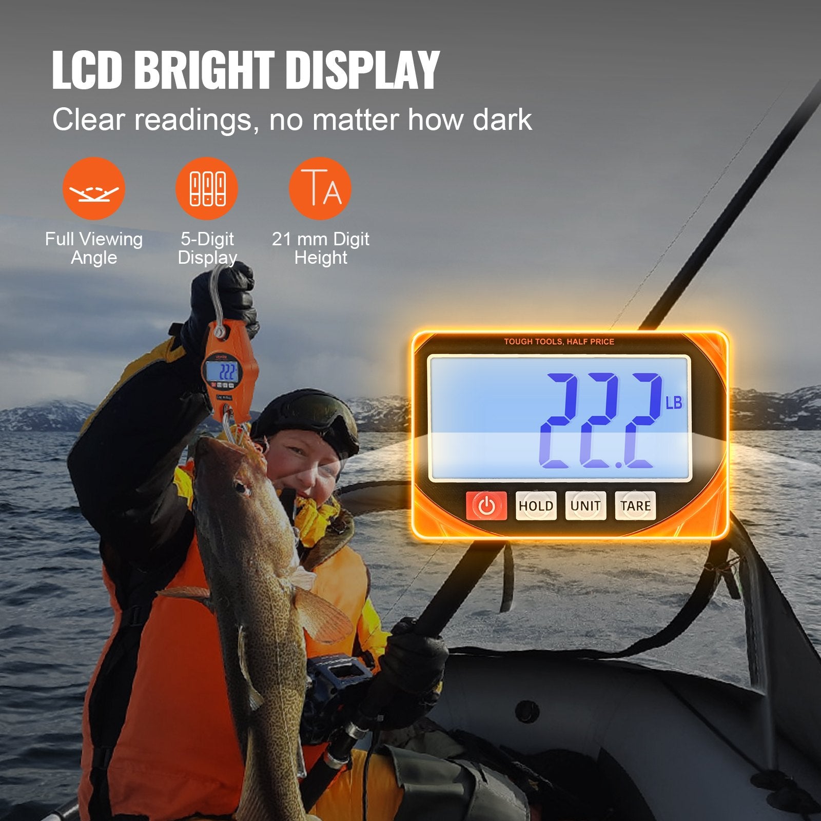 Musical Keyboards: VEVOR Digital Crane Scale, 660 lbs/300 kg, Industrial Heavy Duty Hanging Scale with Cast Aluminum Case & LCD Screen, Handheld Mini Crane with Hooks for Farm, Hunting, Fishing, Outdoor, Garage (Orange)