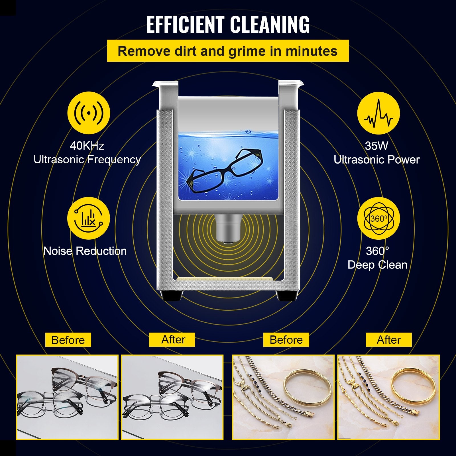 Jewellery Cleaners: VEVOR 0.8L Professional Ultrasonic Cleaner 304 Stainless Steel Digital Lab Ultrasonic Cleaner with Timer for Jewelry Watch Glasses Circuit Board Dentures Small Parts Dental Instrument (0.8L)