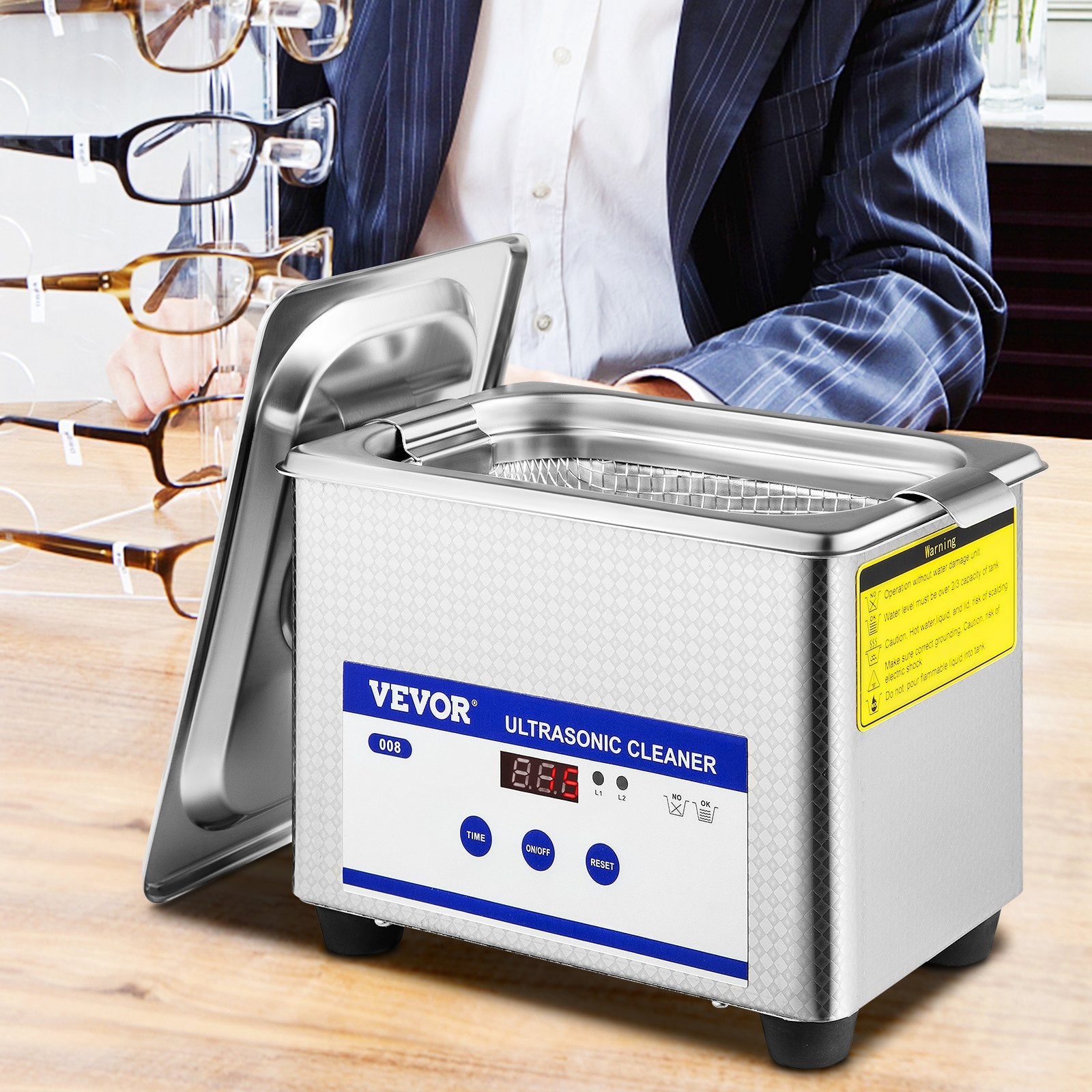 Jewellery Cleaners: VEVOR 0.8L Professional Ultrasonic Cleaner 304 Stainless Steel Digital Lab Ultrasonic Cleaner with Timer for Jewelry Watch Glasses Circuit Board Dentures Small Parts Dental Instrument (0.8L)