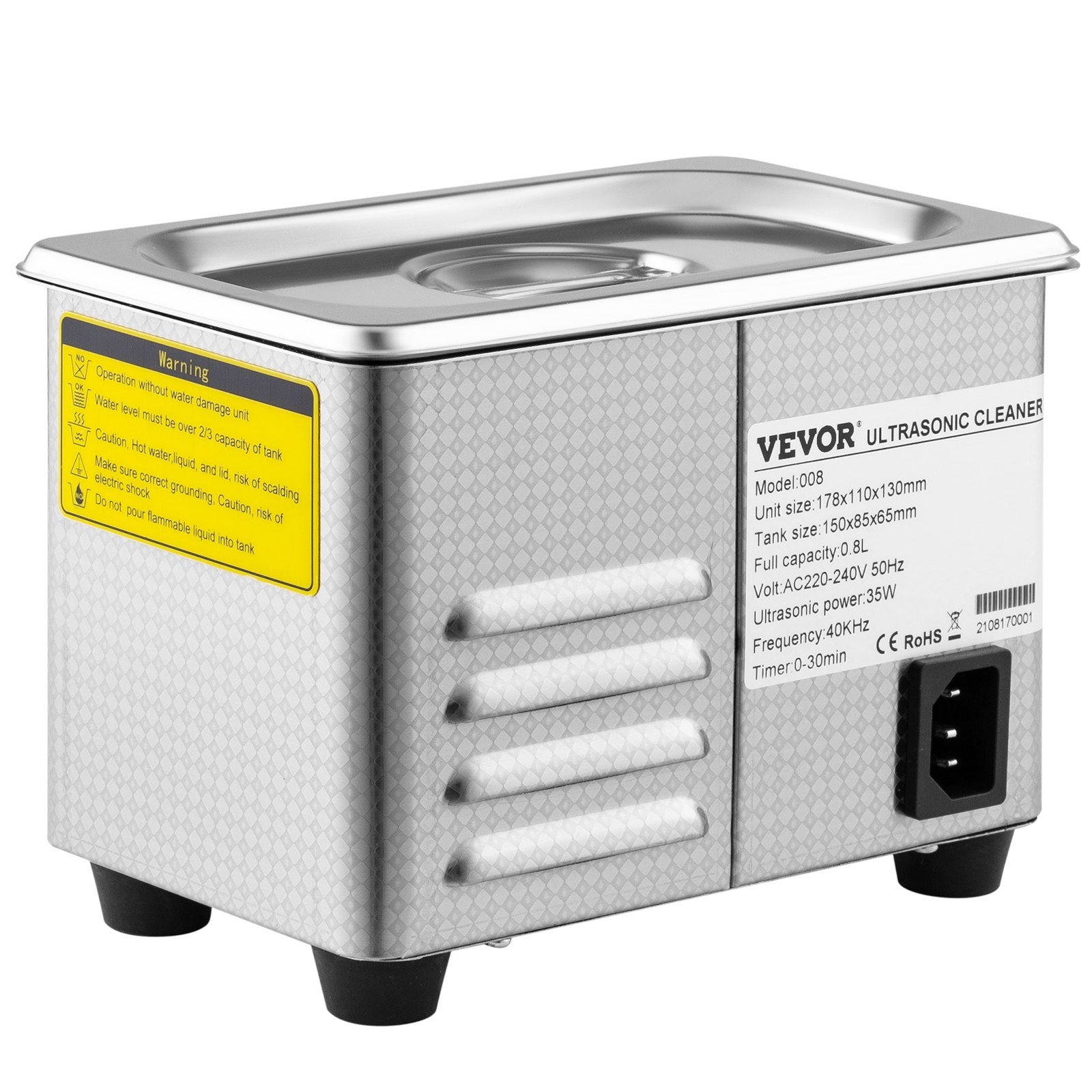 Jewellery Cleaners: VEVOR 0.8L Professional Ultrasonic Cleaner 304 Stainless Steel Digital Lab Ultrasonic Cleaner with Timer for Jewelry Watch Glasses Circuit Board Dentures Small Parts Dental Instrument (0.8L)