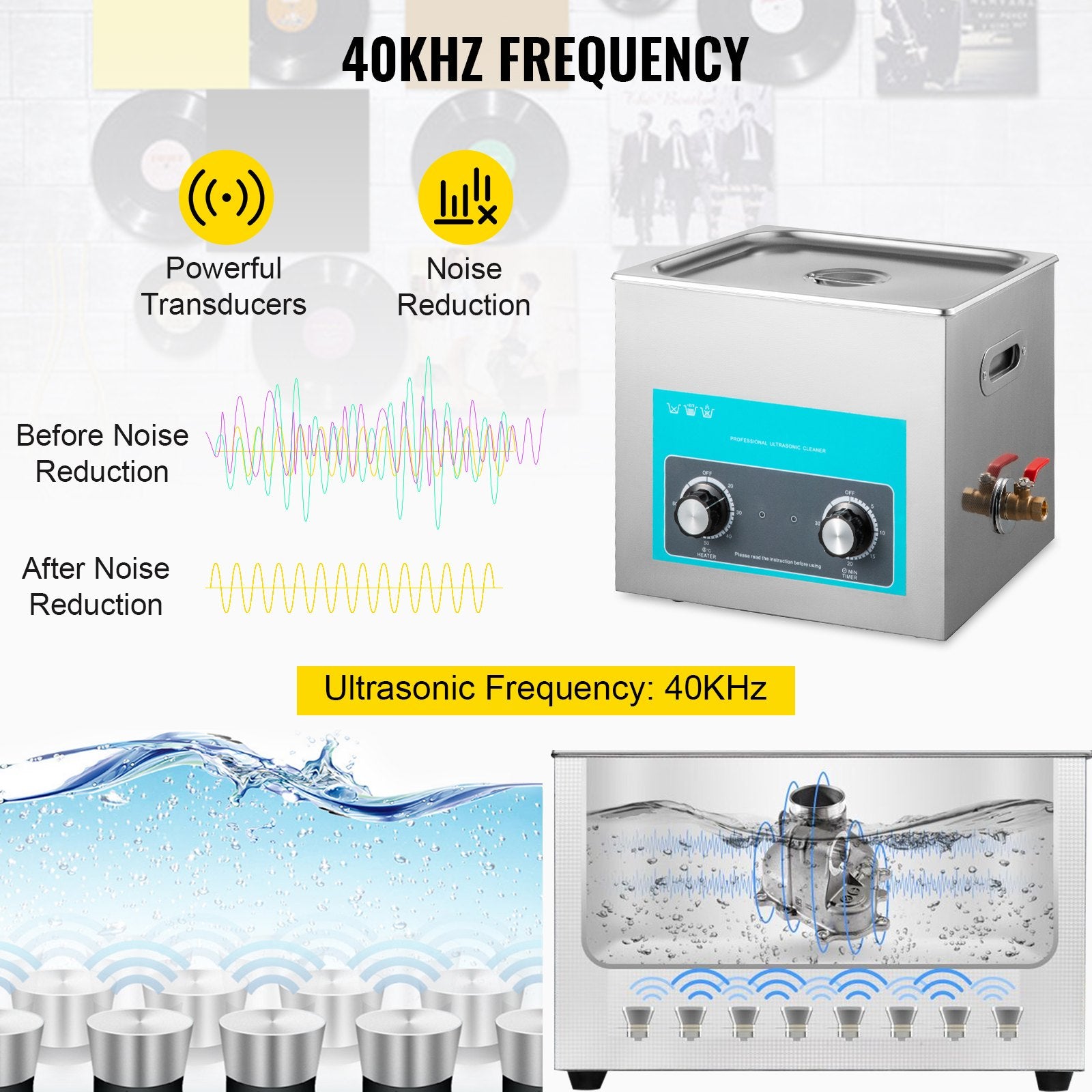 Audio Accessories: Vevor Ultrasonic Jewelry Cleaner with Heater Timer for Cleaning Eyeglass Rings Dentures Music Instruments