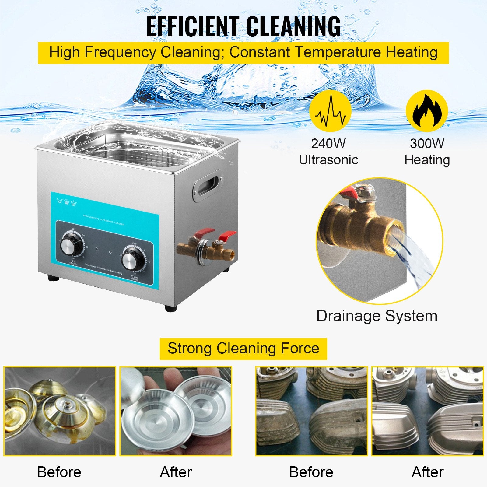 Audio Accessories: Vevor Ultrasonic Jewelry Cleaner with Heater Timer for Cleaning Eyeglass Rings Dentures Music Instruments