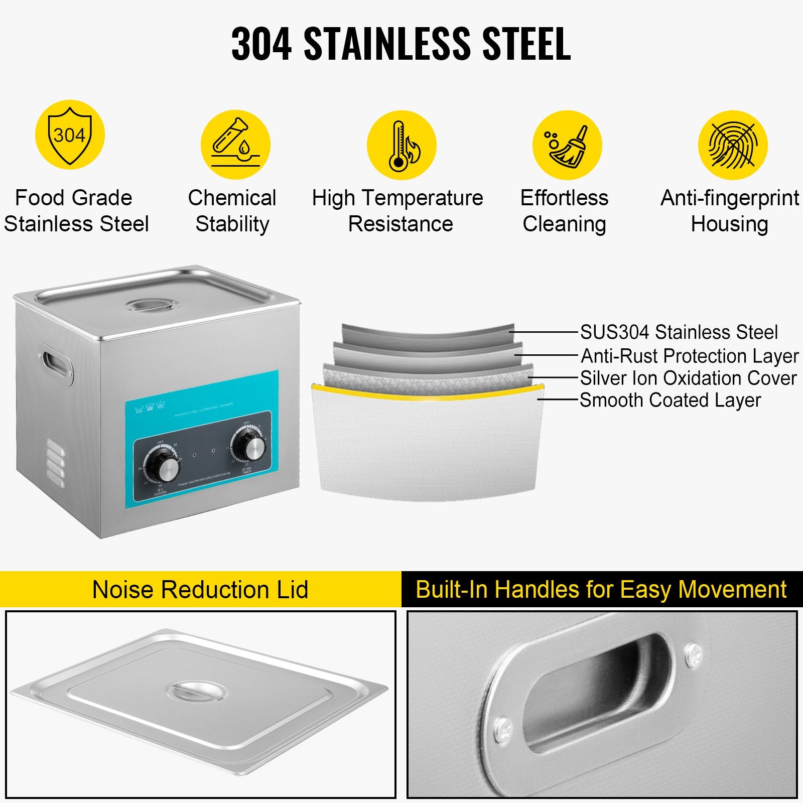 Audio Accessories: Vevor Ultrasonic Jewelry Cleaner with Heater Timer for Cleaning Eyeglass Rings Dentures Music Instruments