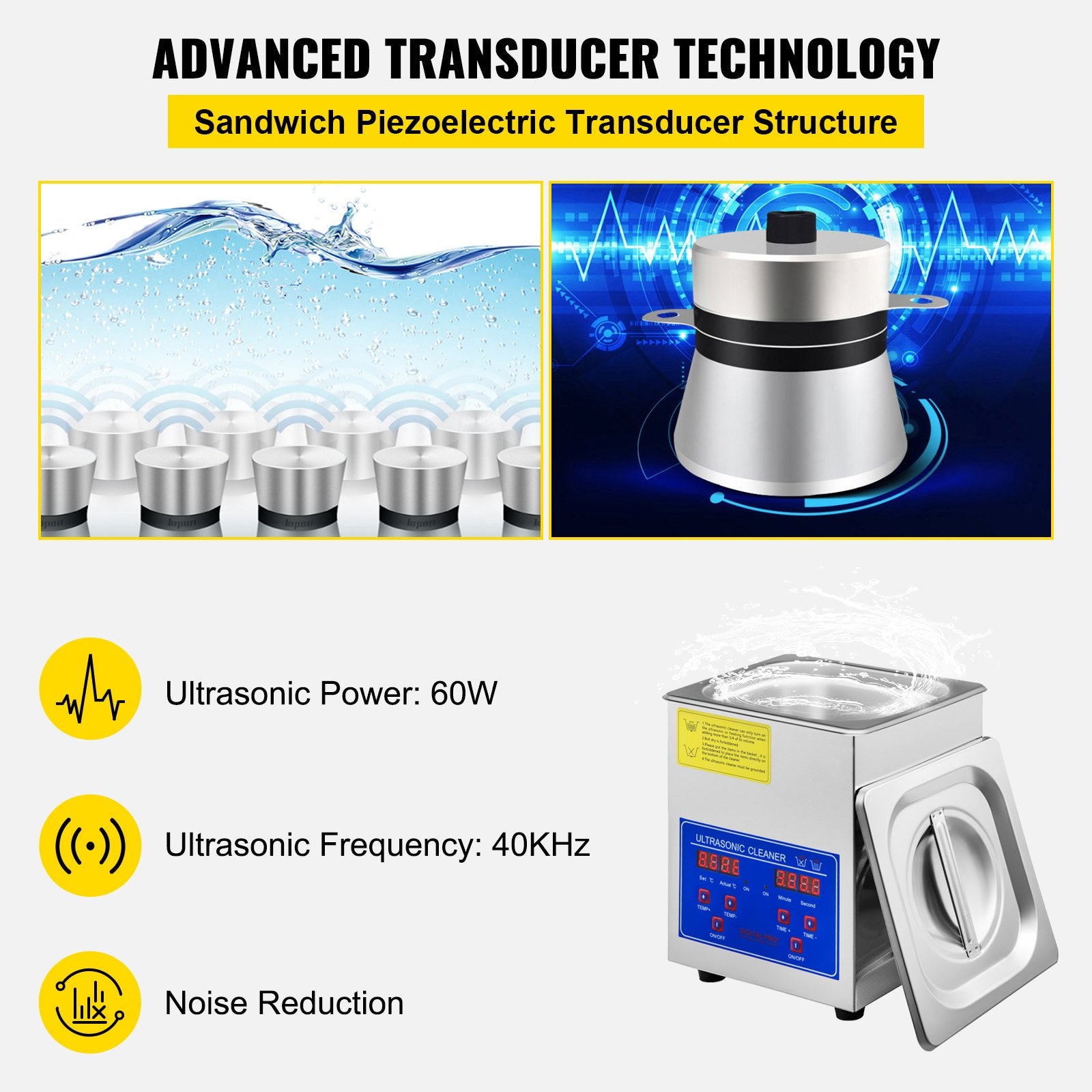 Jewellery Cleaners: Vevor Ultrasonic Cleaner 1.3 L Ultrasonic Parts Cleaner with Heater Timer,
