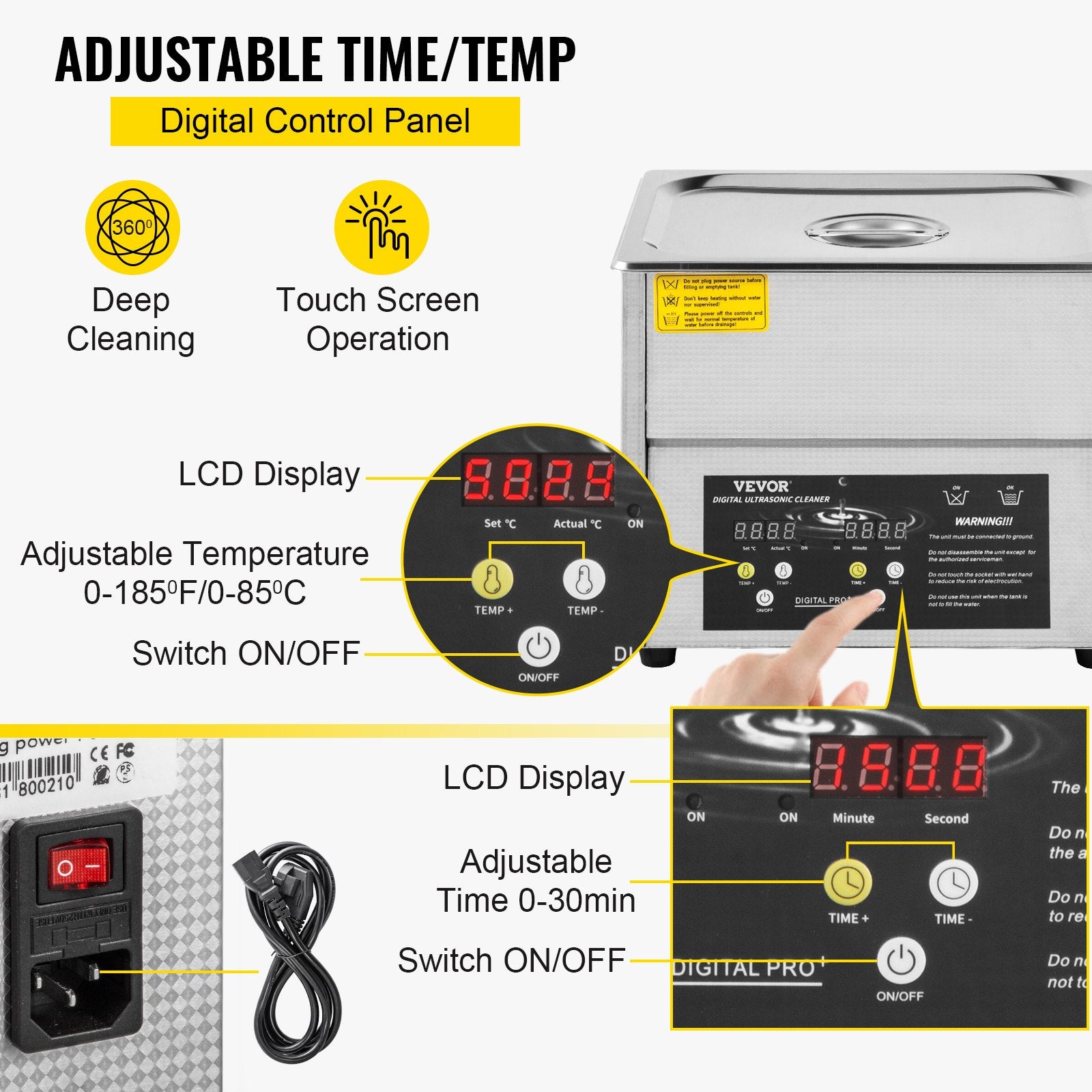 Digital Ultrasonic Cleaner 3L Ultrasonic Cleaning Machine 220V 50kHz Sonic Cleaner Machine 304 Stainless Steel Ultrasonic Cleaner Machine with Heater and Timer for Cleaning Jewelry Glasses Watch