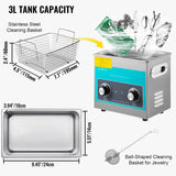 Jewellery Cleaners: VEVOR Knob Ultrasonic Cleaner 3L 40kHz Ultrasonic Cleaning Machine Knob Control Sonic Cleaner 304 Stainless Steel Ultrasonic Cleaner Machine with Heater & Timer for Cleaning Jewelry Eyeglasses Watches