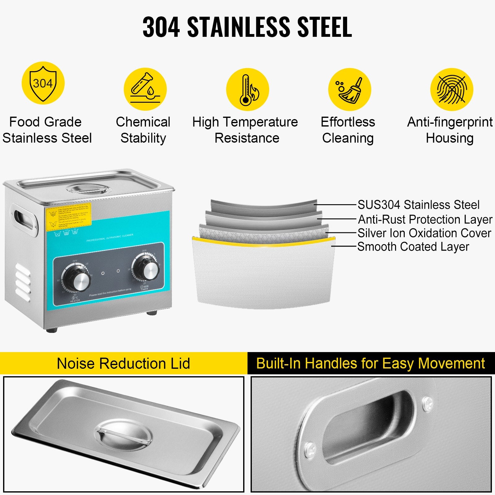 Knob Ultrasonic Cleaner 3L 40kHz Ultrasonic Cleaning Machine Knob Control Sonic Cleaner 304 Stainless Steel Ultrasonic Cleaner Machine with Heater & Timer for Cleaning Jewelry Eyeglasses Watches